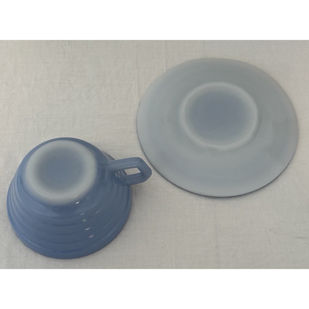 Hazel Atlas Moderntone‎ Blue Cup & Saucer - Picture 2 of 5